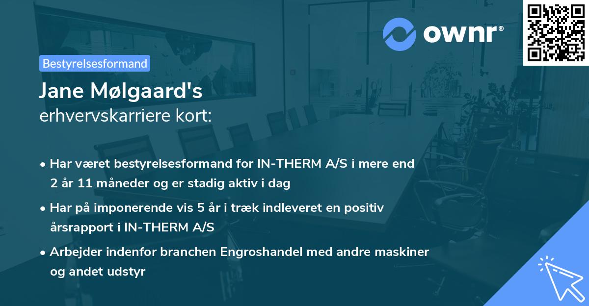 Jane Mølgaard's erhvervskarriere kort