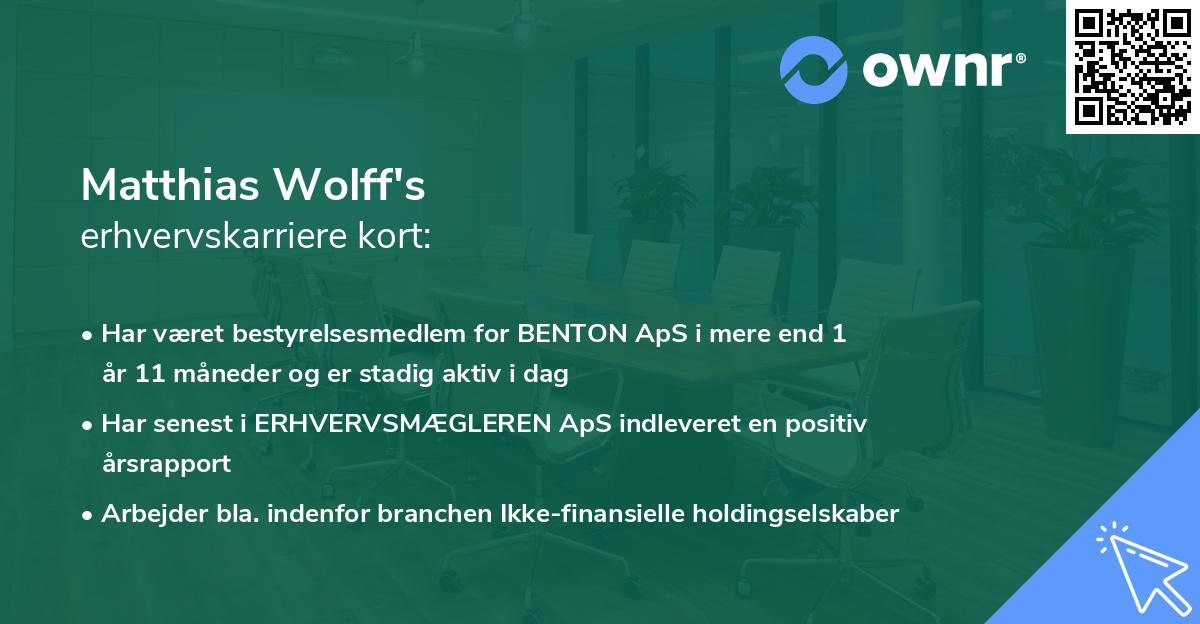 Matthias Wolff's erhvervskarriere kort