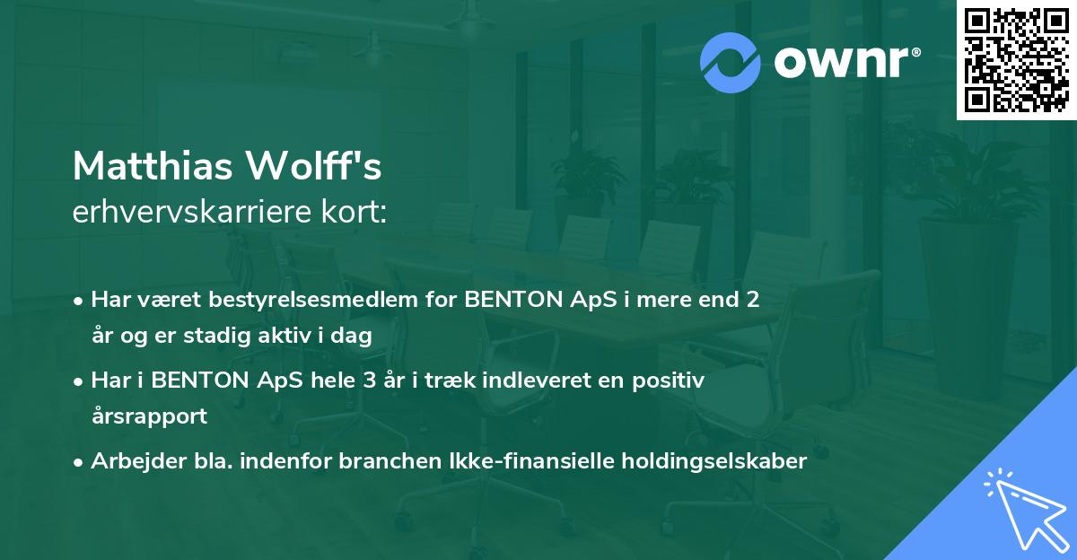 Matthias Wolff's erhvervskarriere kort