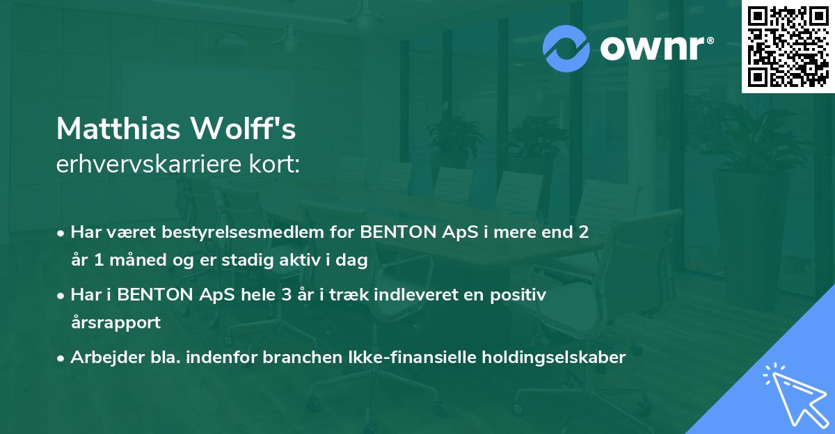 Matthias Wolff's erhvervskarriere kort