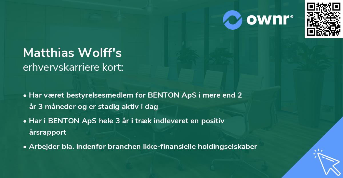 Matthias Wolff's erhvervskarriere kort