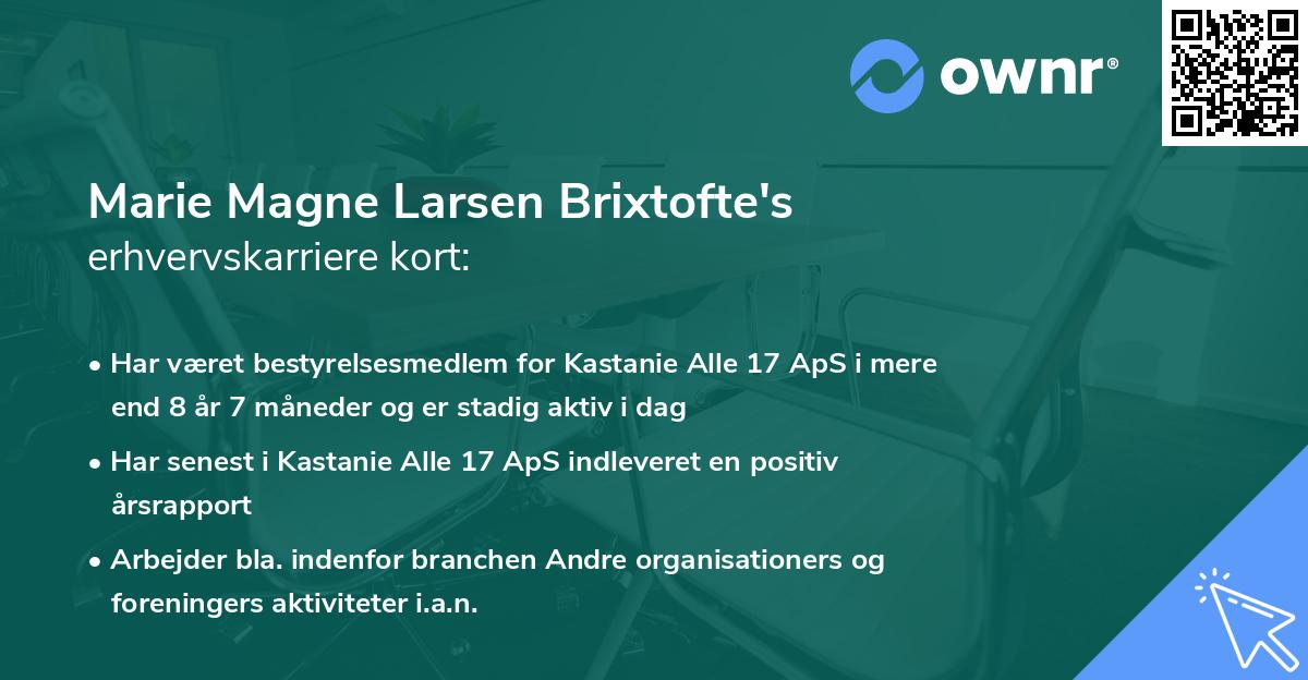 Marie Magne Larsen Brixtofte's erhvervskarriere kort