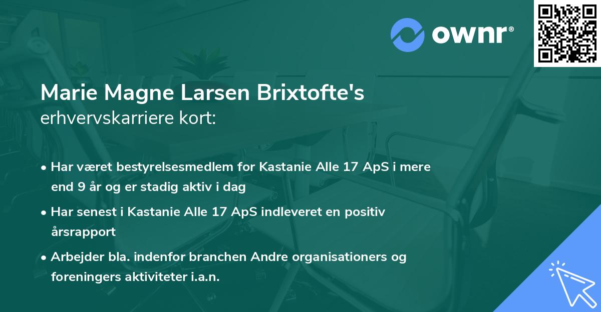 Marie Magne Larsen Brixtofte's erhvervskarriere kort