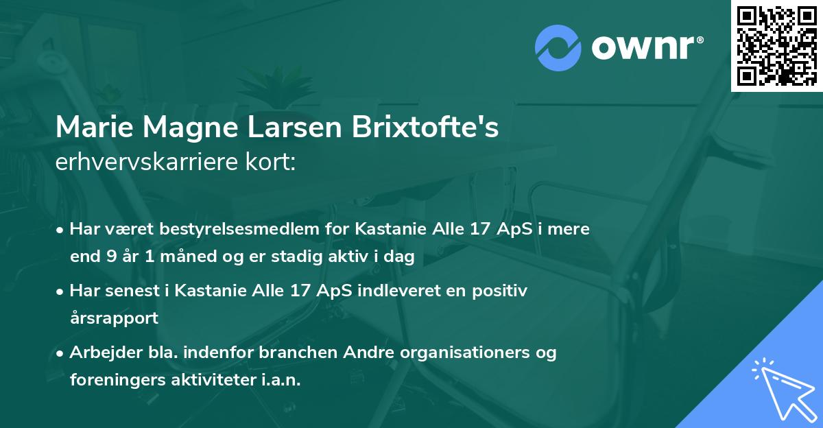 Marie Magne Larsen Brixtofte's erhvervskarriere kort