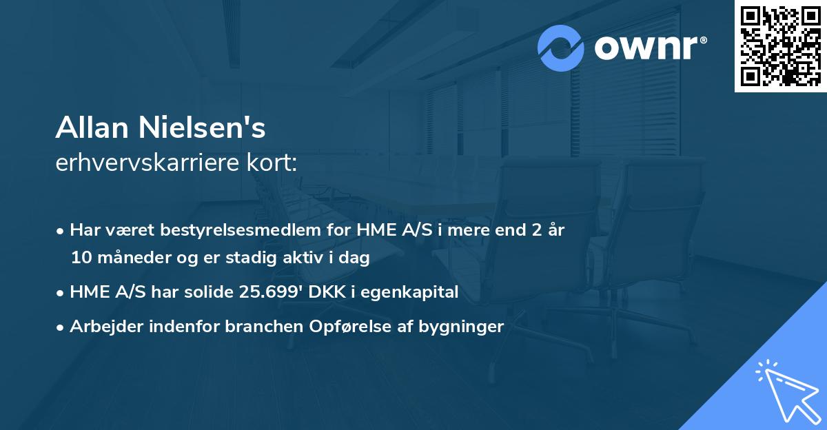 Allan Nielsen's erhvervskarriere kort