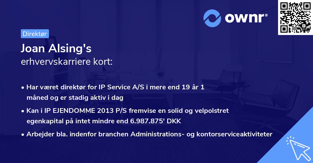 Joan Alsing's erhvervskarriere kort