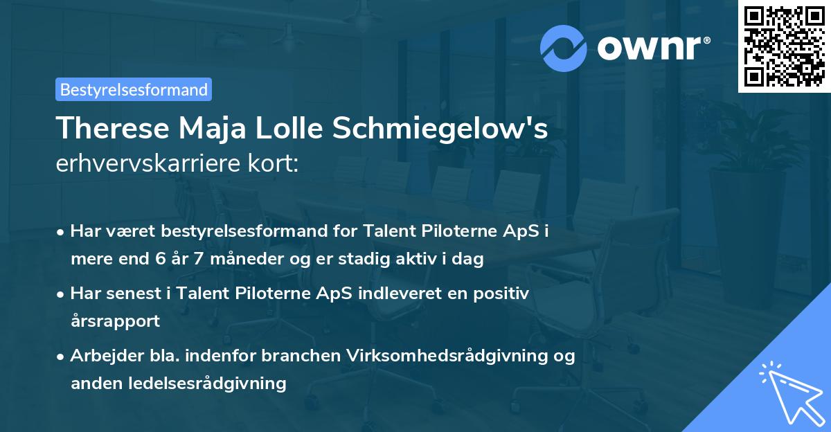 Therese Maja Lolle Schmiegelow's erhvervskarriere kort