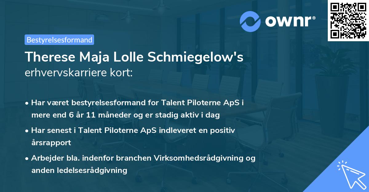 Therese Maja Lolle Schmiegelow's erhvervskarriere kort