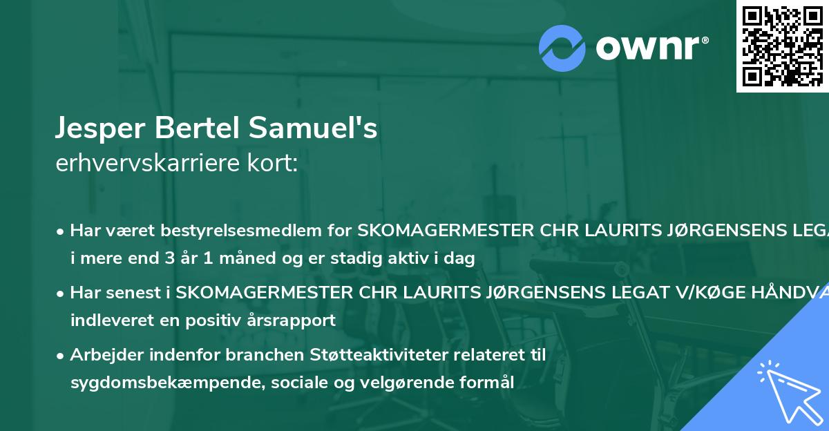 Jesper Bertel Samuel's erhvervskarriere kort
