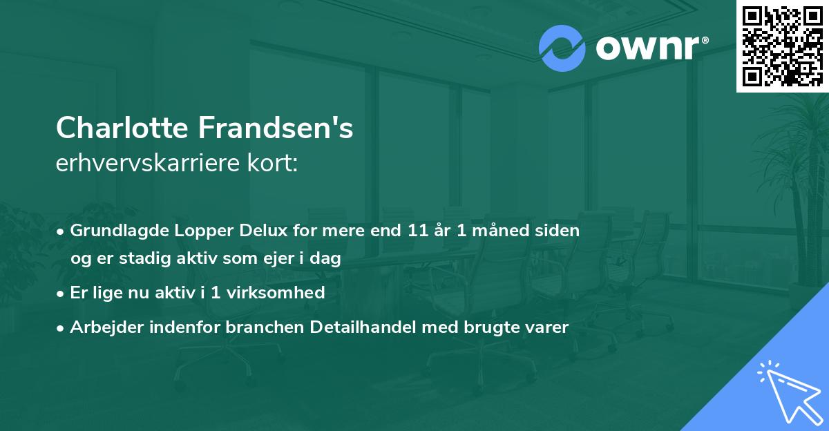 Charlotte Frandsen's erhvervskarriere kort
