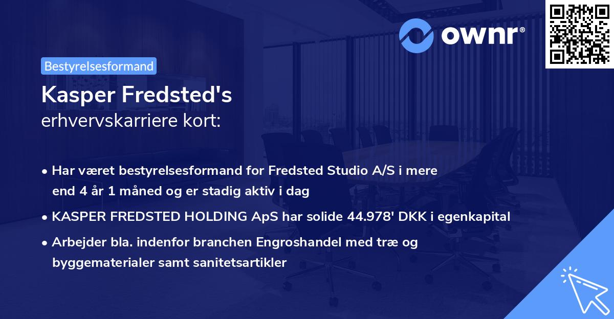 Kasper Fredsted's erhvervskarriere kort