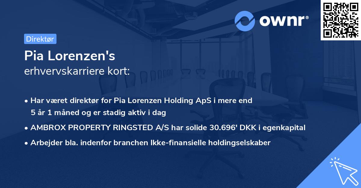 Pia Lorenzen's erhvervskarriere kort