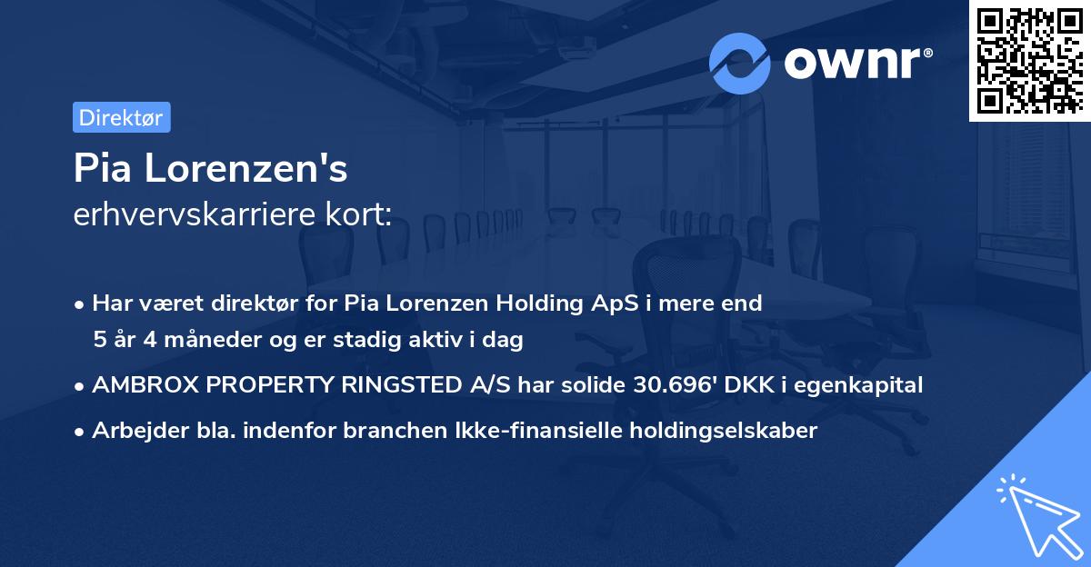 Pia Lorenzen's erhvervskarriere kort