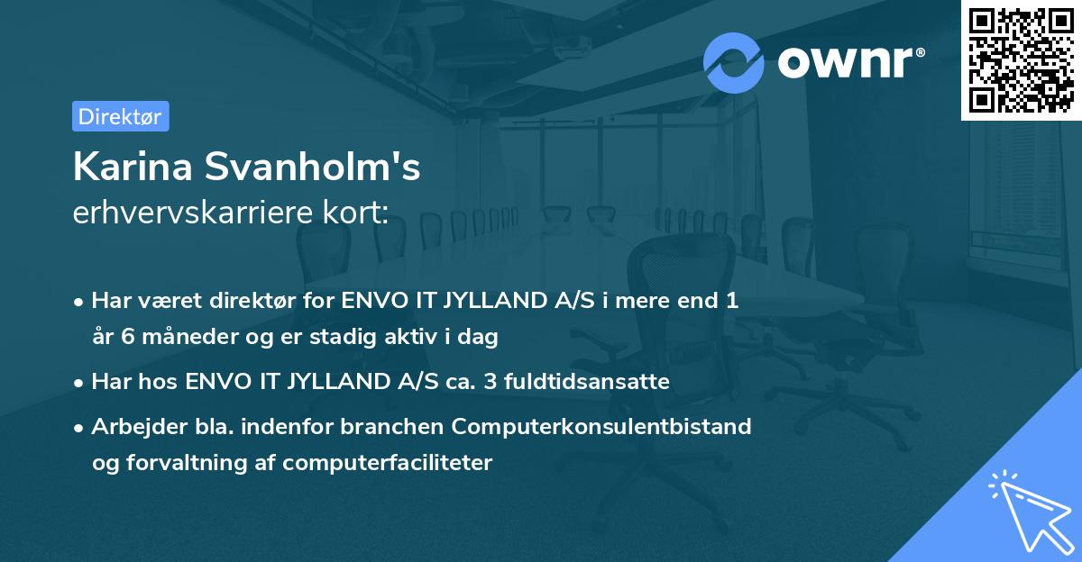 Karina Svanholm's erhvervskarriere kort