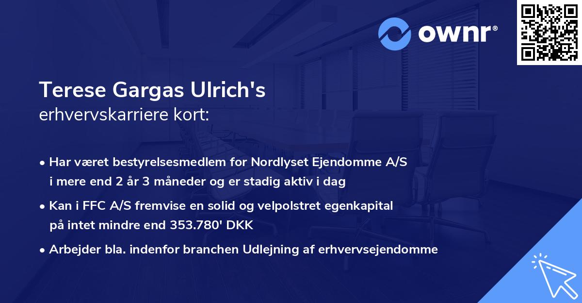 Terese Gargas Ulrich's erhvervskarriere kort