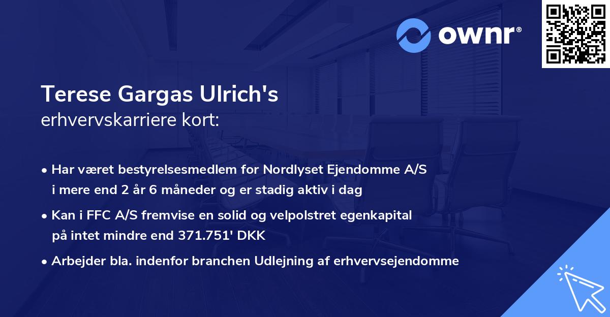 Terese Gargas Ulrich's erhvervskarriere kort