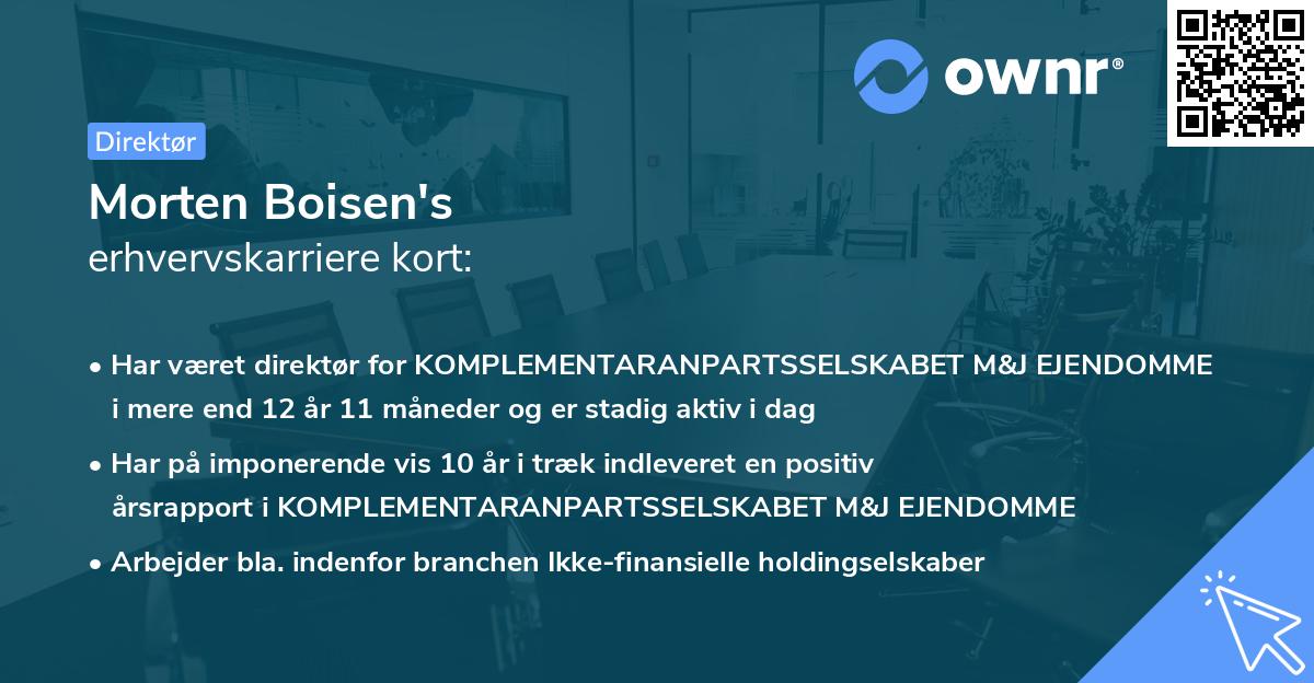 Morten Boisen's erhvervskarriere kort
