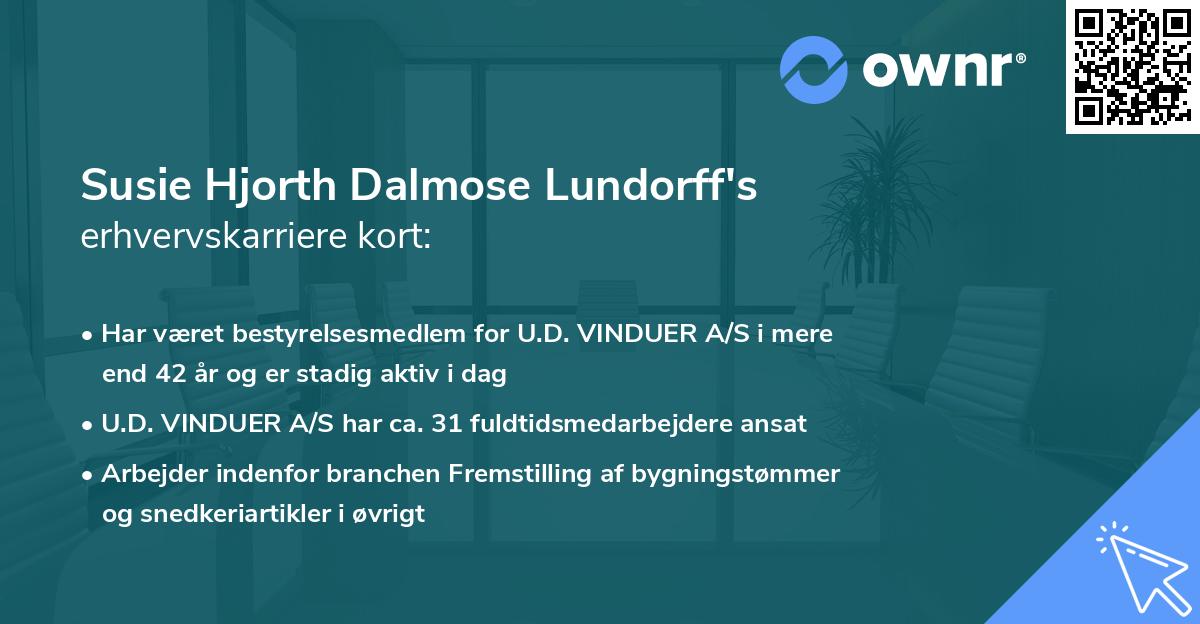 Susie Hjorth Dalmose Lundorff's erhvervskarriere kort