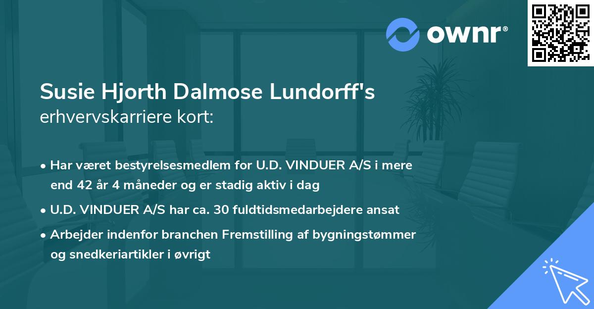 Susie Hjorth Dalmose Lundorff's erhvervskarriere kort