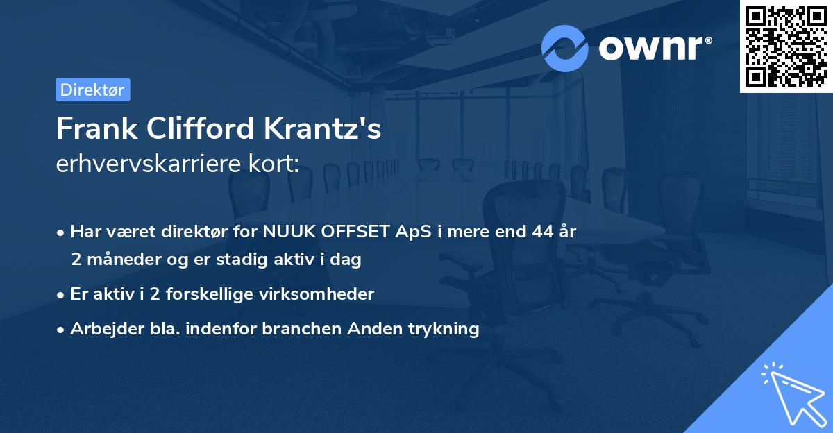 Frank Clifford Krantz's erhvervskarriere kort