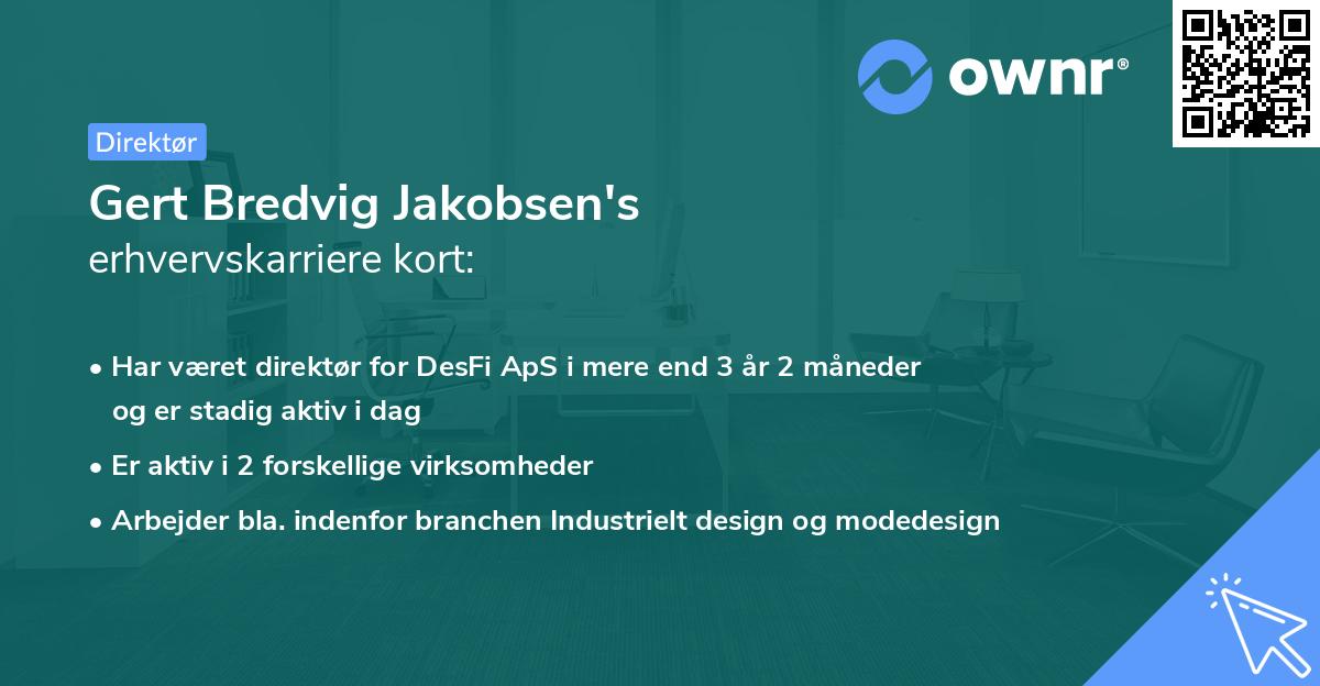 Gert Bredvig Jakobsen's erhvervskarriere kort