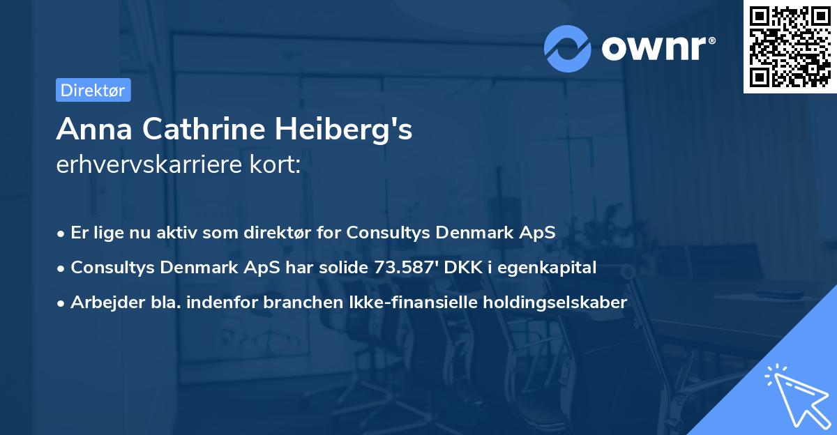 Anna Cathrine Heiberg's erhvervskarriere kort