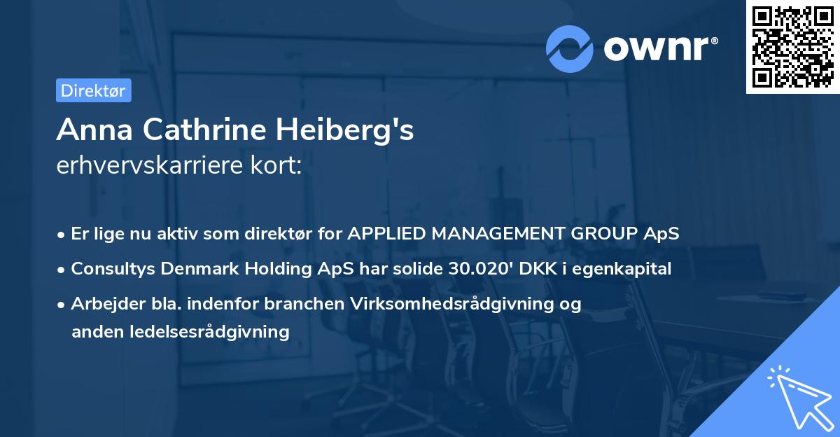 Anna Cathrine Heiberg's erhvervskarriere kort