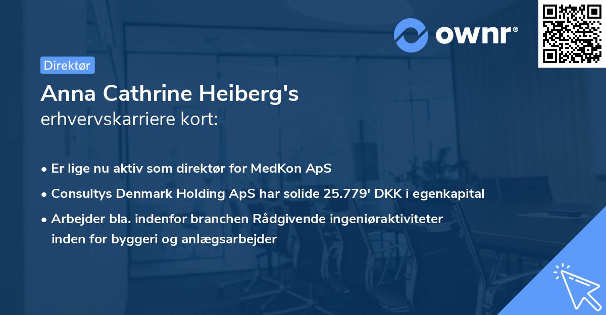 Anna Cathrine Heiberg's erhvervskarriere kort