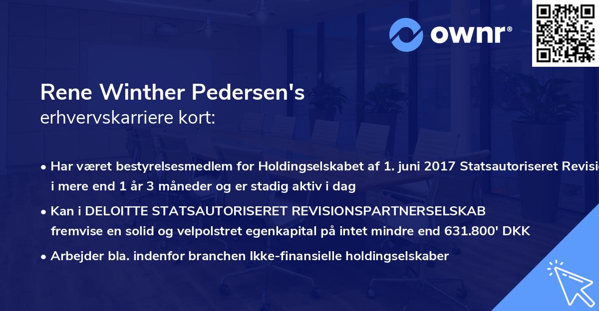 Rene Winther Pedersen's erhvervskarriere kort