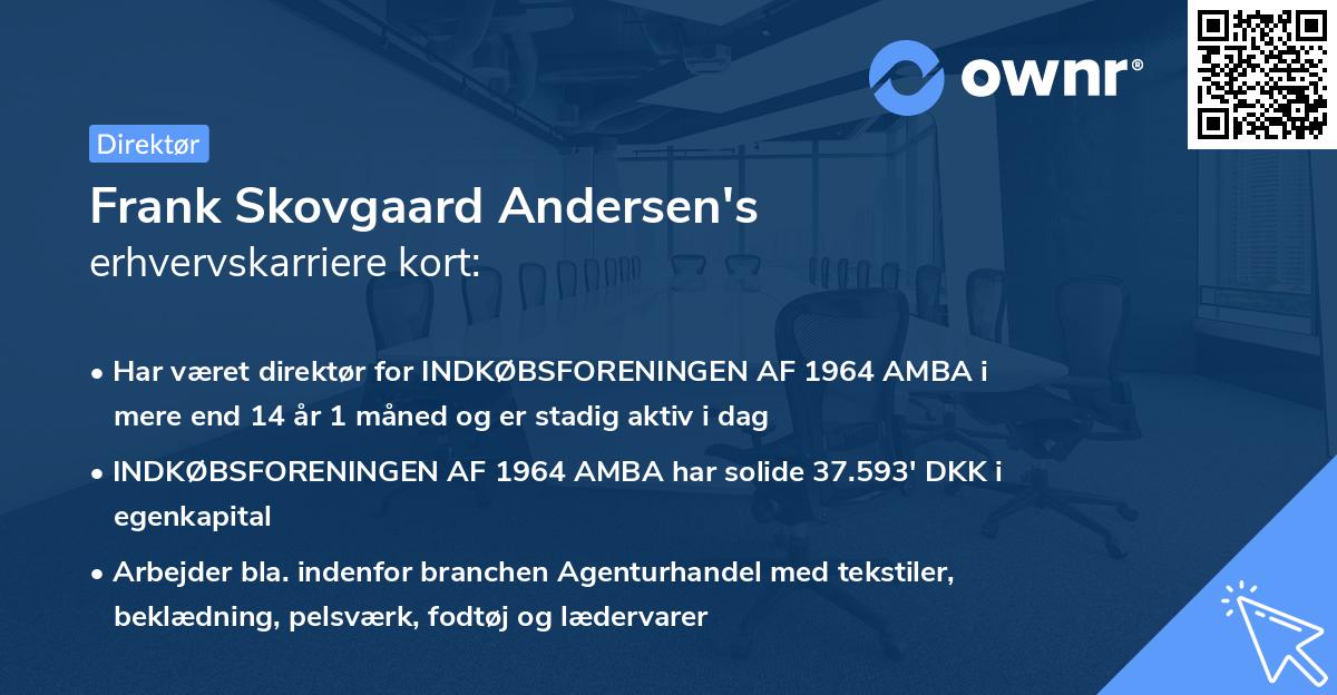 Frank Skovgaard Andersen's erhvervskarriere kort