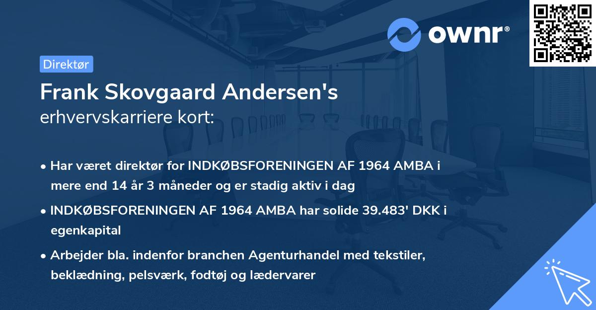 Frank Skovgaard Andersen's erhvervskarriere kort