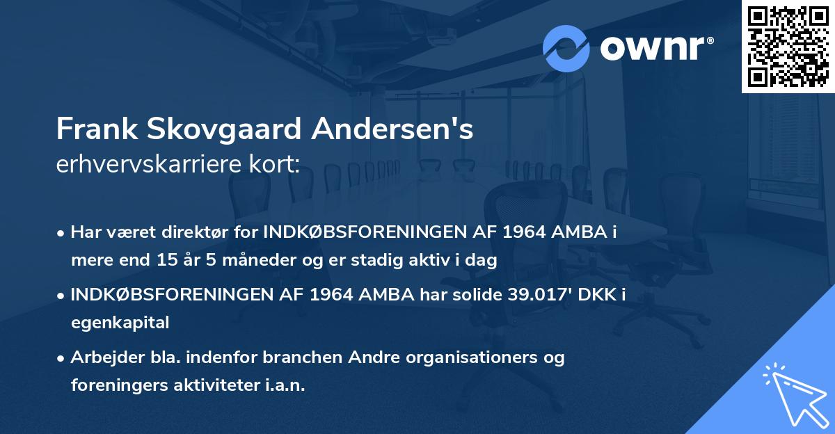 Frank Skovgaard Andersen's erhvervskarriere kort