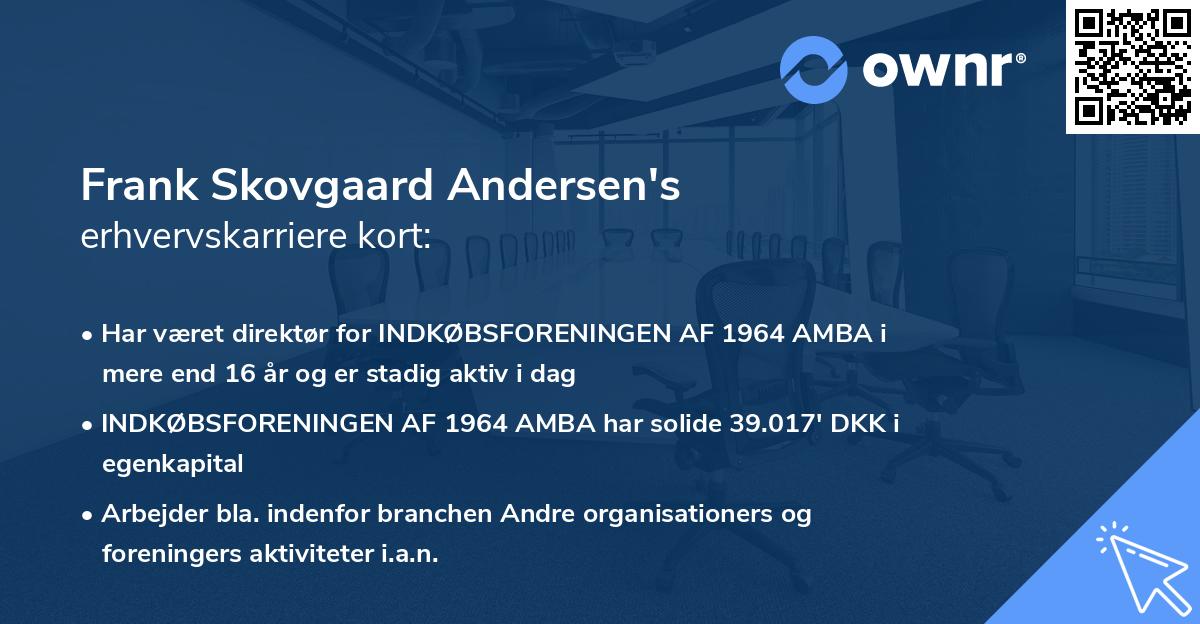 Frank Skovgaard Andersen's erhvervskarriere kort