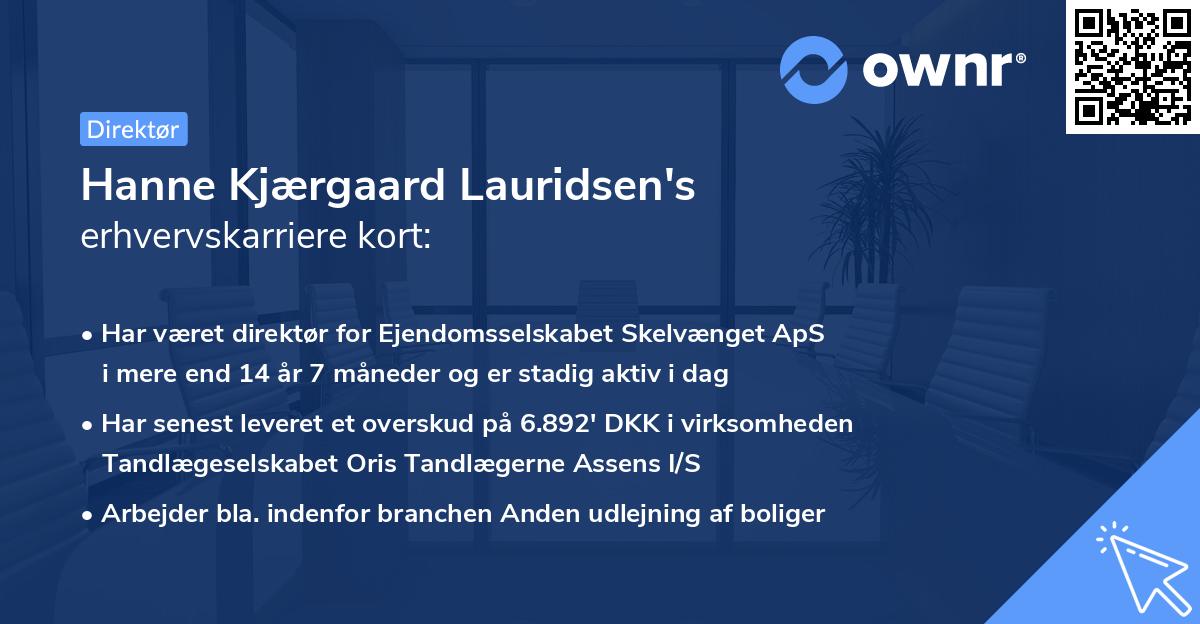 Hanne Kjærgaard Lauridsen's erhvervskarriere kort