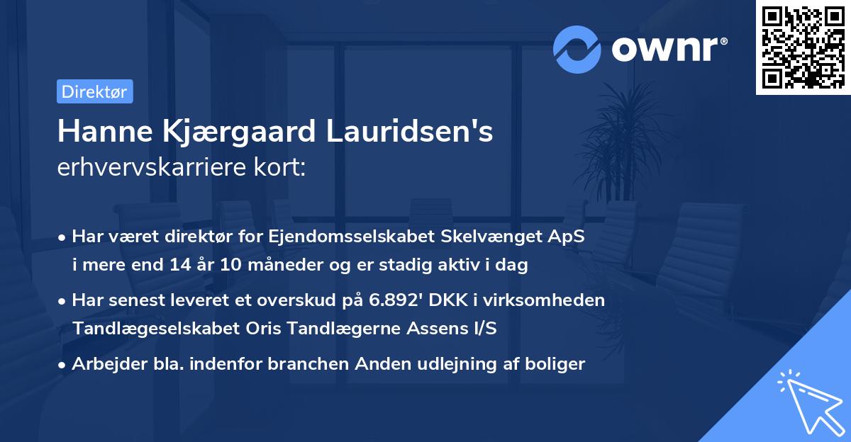 Hanne Kjærgaard Lauridsen's erhvervskarriere kort