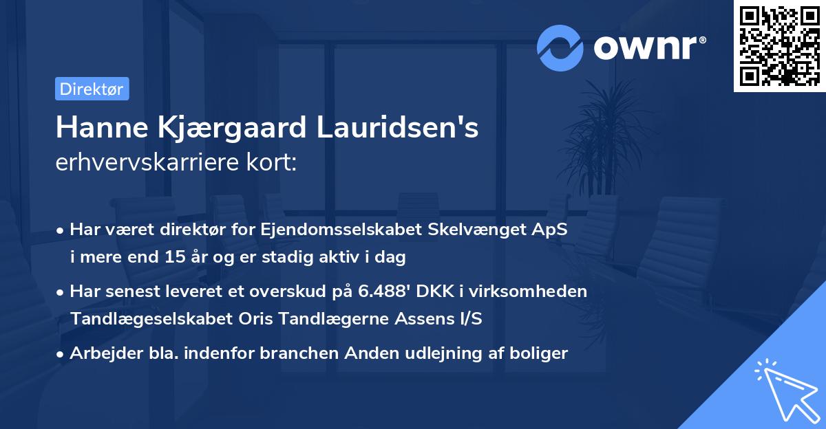Hanne Kjærgaard Lauridsen's erhvervskarriere kort