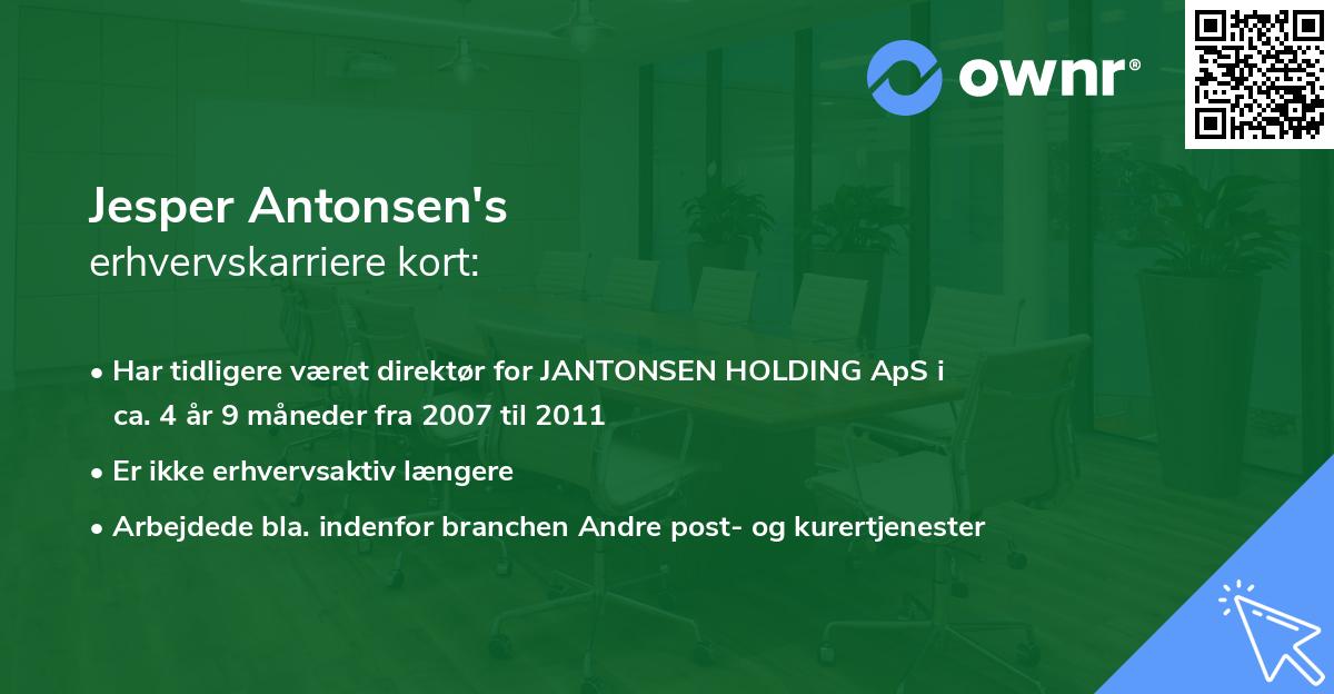 Jesper Antonsen's erhvervskarriere kort