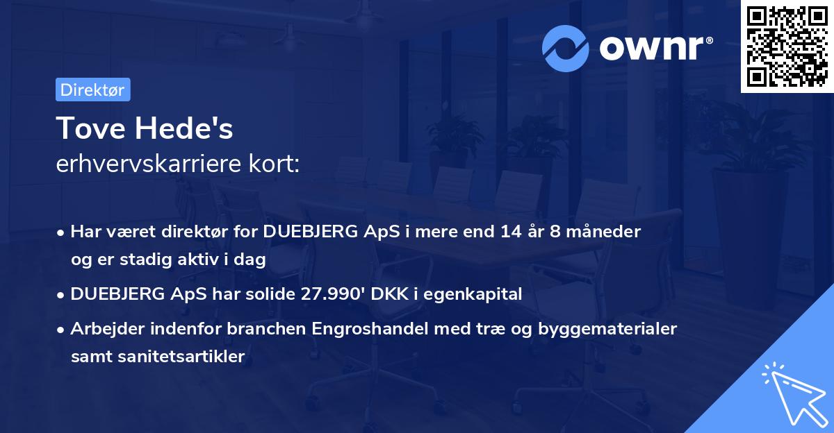 Tove Hede's erhvervskarriere kort