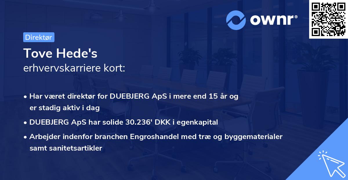 Tove Hede's erhvervskarriere kort