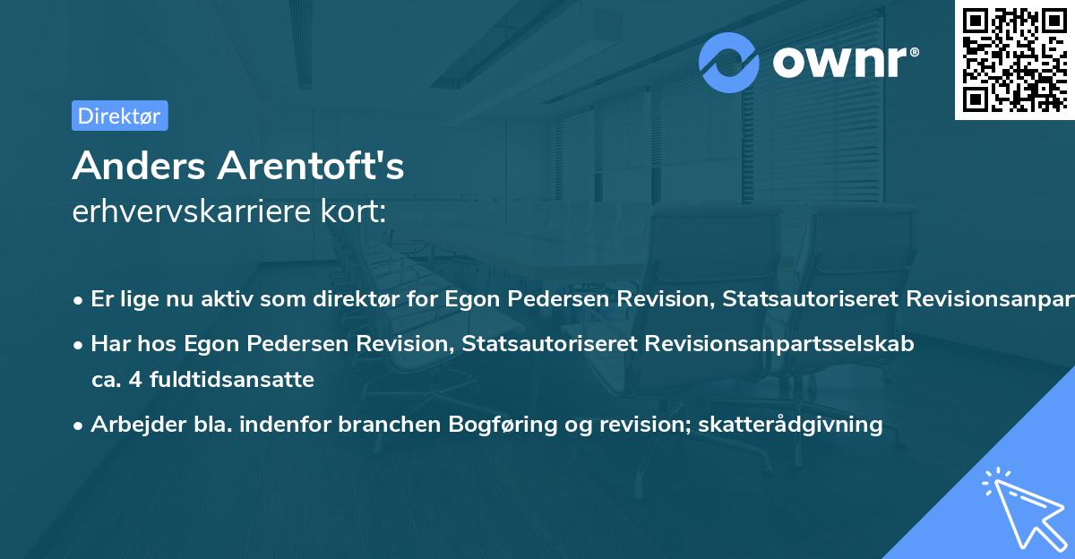 Anders Arentoft's erhvervskarriere kort