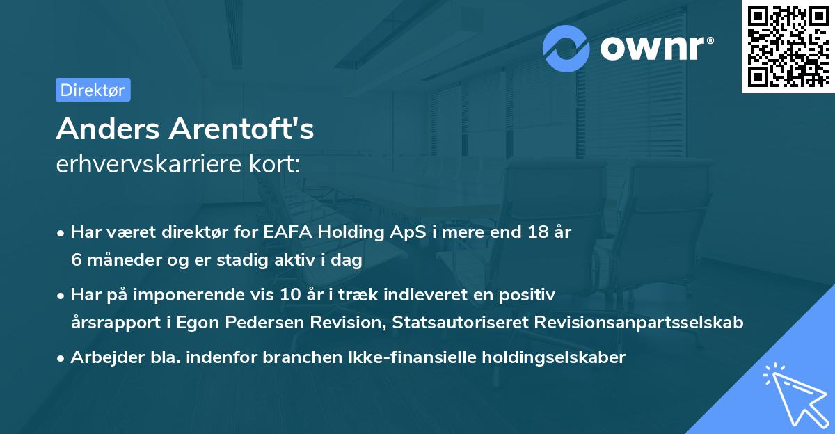 Anders Arentoft's erhvervskarriere kort