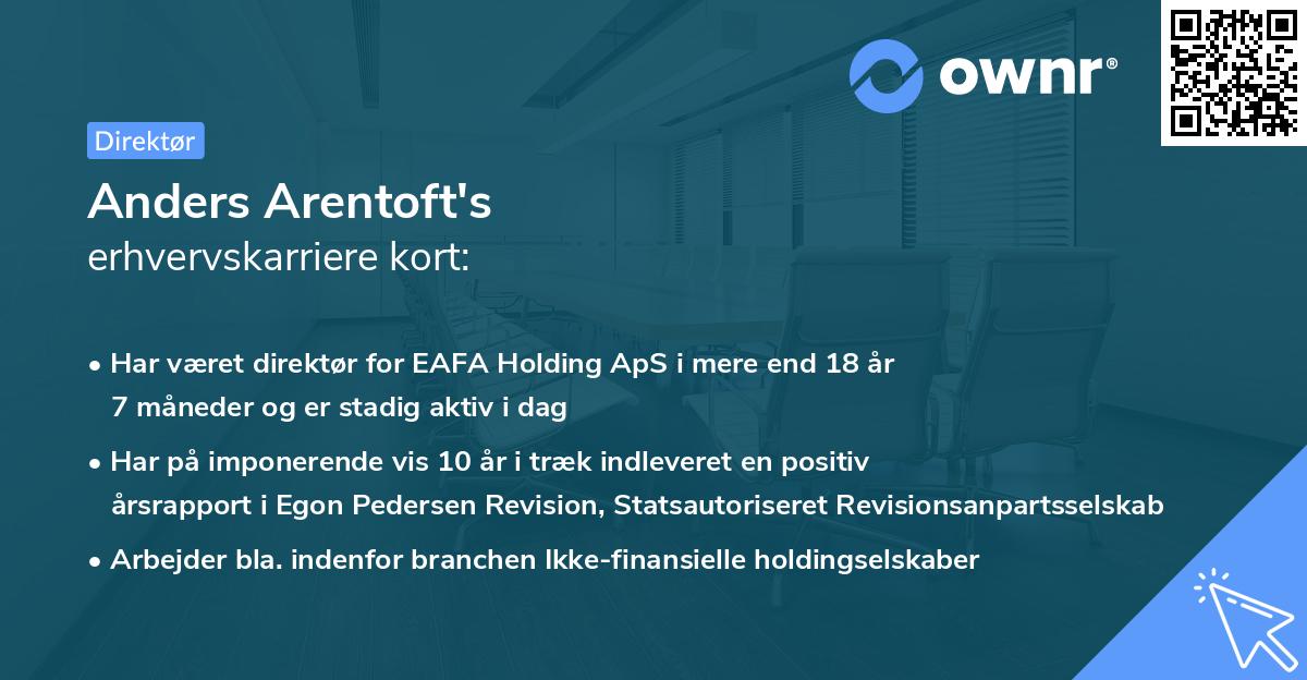 Anders Arentoft's erhvervskarriere kort