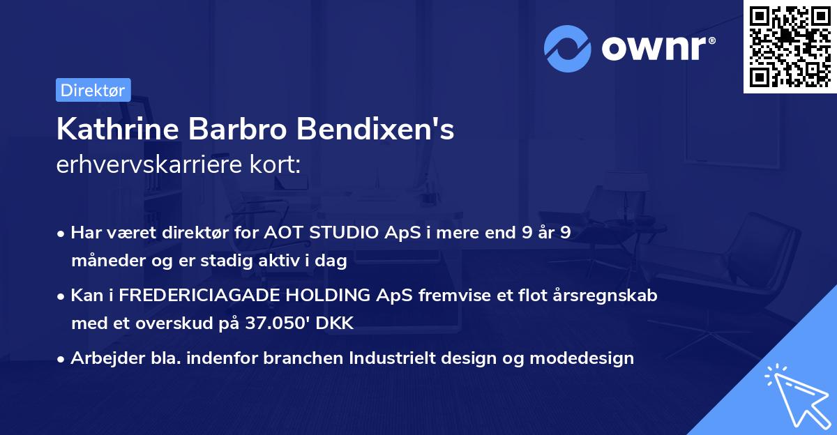 Kathrine Barbro Bendixen's erhvervskarriere kort