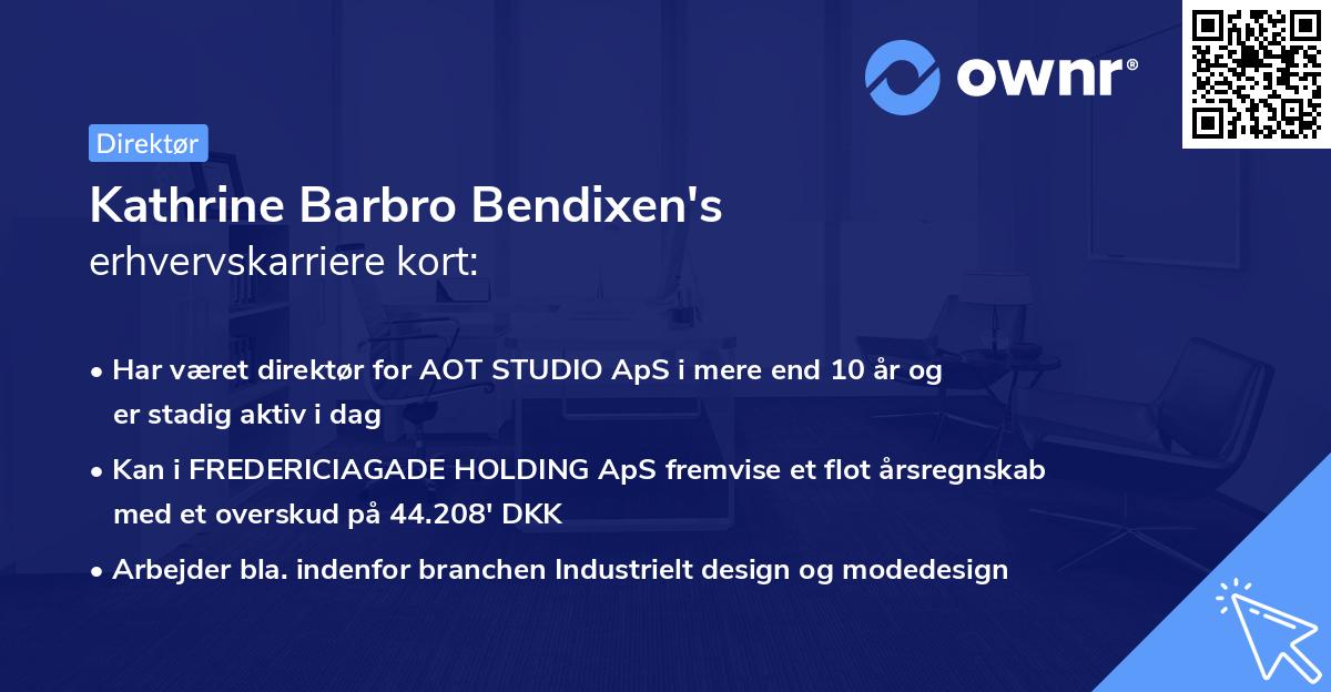 Kathrine Barbro Bendixen's erhvervskarriere kort