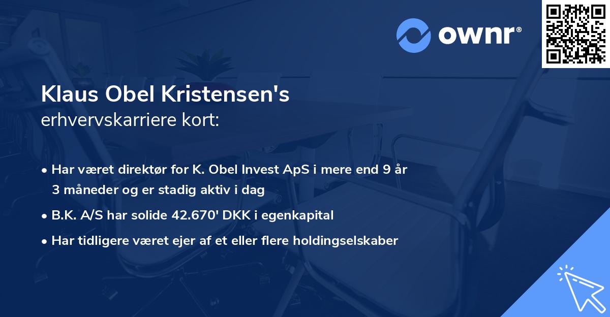 Klaus Obel Kristensen's erhvervskarriere kort