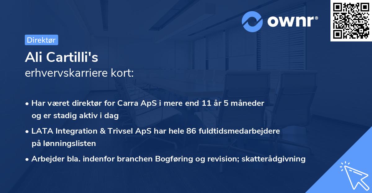 Ali Cartilli's erhvervskarriere kort