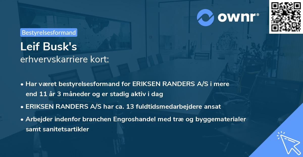 Leif Busk's erhvervskarriere kort