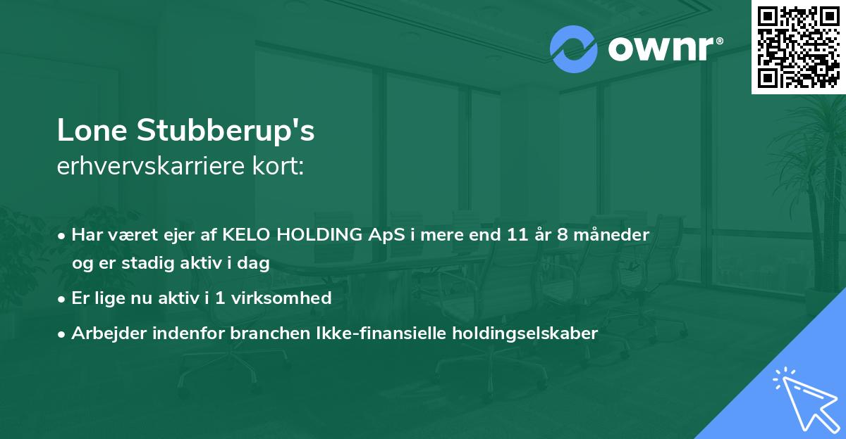 Lone Stubberup's erhvervskarriere kort