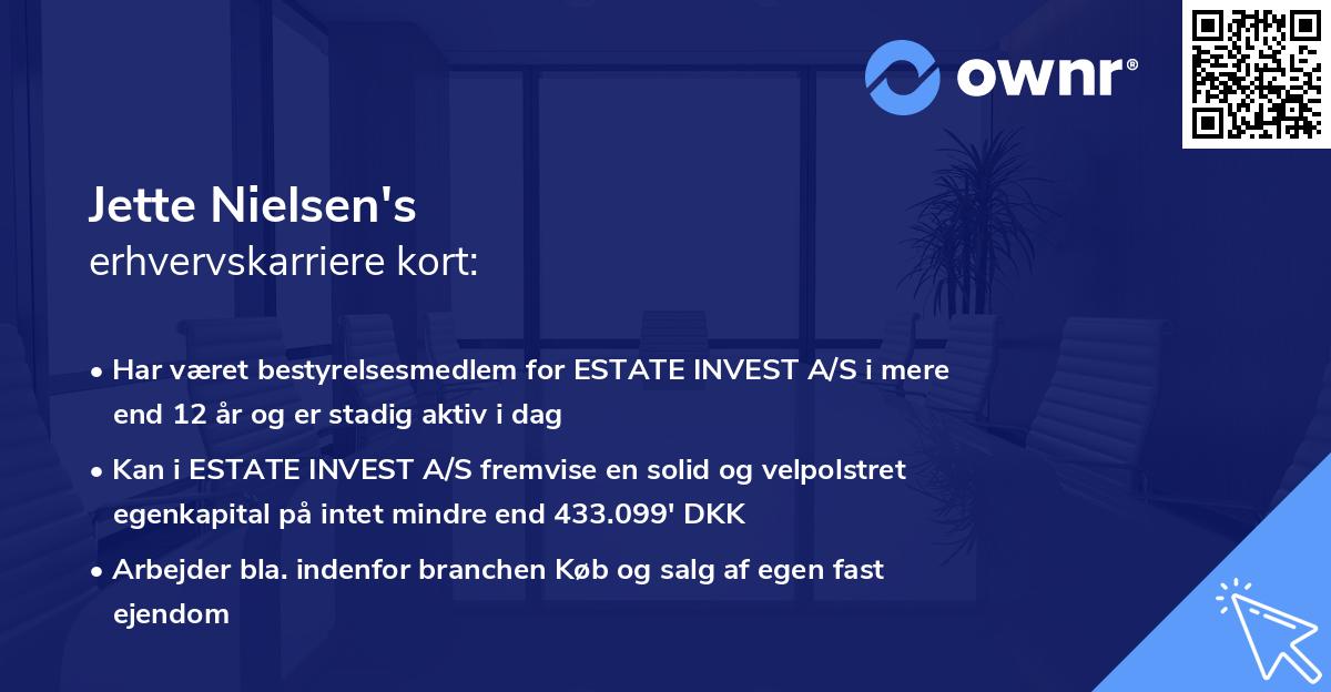 Jette Nielsen's erhvervskarriere kort