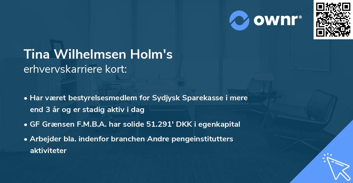Tina Wilhelmsen Holm's erhvervskarriere kort